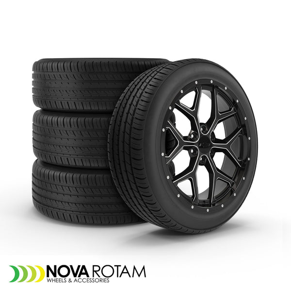 22" Fits GMC Yukon Sierra Denali | Chevy Silverado Tahoe Suburban | Cadillac Escalade - Deep Dish Silverado Replica Wheel - Satin Black with Milled Edges 22x9.5 - Nova Rotam