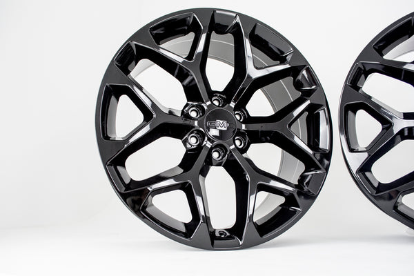 Set of 4 | 22" Black Snowflake CK156 Wheels Tires | Fits Chevy Silverado Tahoe Suburban | GMC Sierra Yukon | Cadillac Escalade | 285/45/22 Ironman Imove Gen2 Tires and Wheels - Nova Rotam