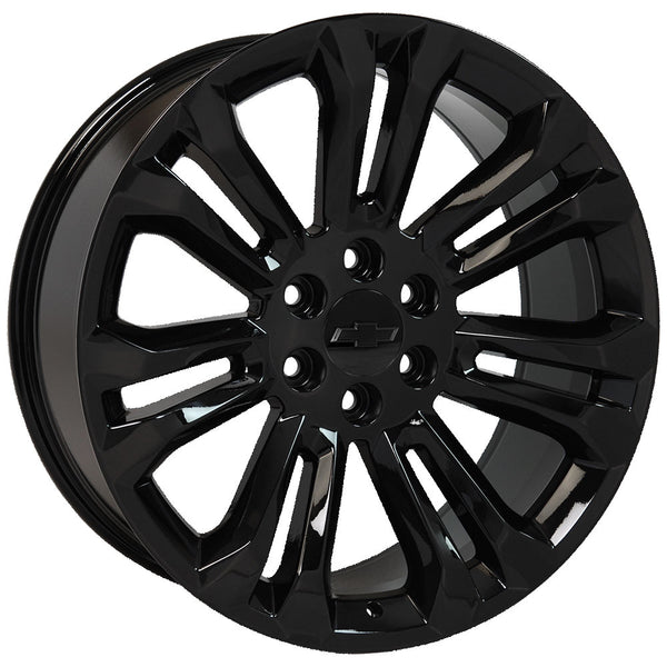 22" Black Rims Wheels | Fits Chevy Silverado Tahoe Subrurban | GMC Sierra Yukon Denali | Cadillac Escalade | Rally Midnight - Nova Rotam