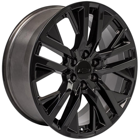 22" Replica Wheel Fits GMC Yukon Sierra Denali | Chevy Silverado Tahoe Suburban | Cadillac Escalade Rim 1500 - CV38 Black 22x9 - Nova Rotam