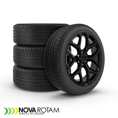 Set of 4 | 22" Black Snowflake CK156 Wheels Tires | Fits Chevy Silverado Tahoe Suburban | GMC Sierra Yukon | Cadillac Escalade | 285/45/22 Ironman Imove Gen2 Tires and Wheels - Nova Rotam