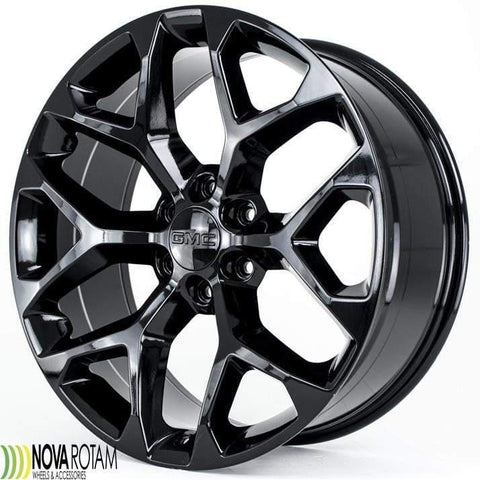 22" Black CK156 Wheel Rim | Fits Chevy Silverado Tahoe Suburban | Fits GMC Sierra Yukon Denali | Cadillac Escalade | Snowflake - Nova Rotam