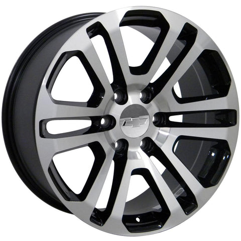 20" Replica Wheel Fits GMC Yukon Sierra Denali | Chevy Silverado Tahoe Suburban | Cadillac Escalade Rim - CV99 Black Machined 20x9 - Nova Rotam