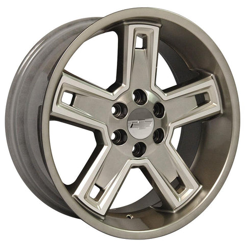 22" Fits Fits GMC Yukon Sierra Denali | Chevy Silverado Tahoe Suburban | Cadillac Escalade Rim Deep Dish Wheel Replica - Hyper Black Machined Face 22x9.5 - Nova Rotam