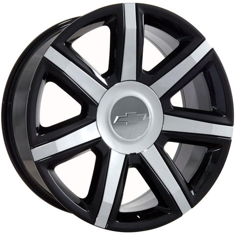 22" Replica Wheel Fits GMC Yukon Sierra Denali | Chevy Silverado Tahoe Suburban | Cadillac Escalade Rim - CA87 Chrome Insert Black 22x9 - Nova Rotam
