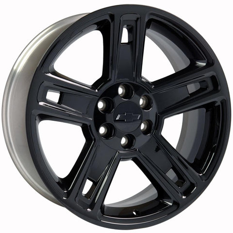 22" Fits GMC Yukon Sierra Denali | Chevy Silverado Tahoe Suburban | Cadillac Escalade Rim - Silverado Replica Wheel - Black 22x9 - Nova Rotam