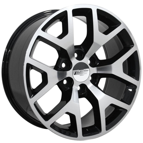 22" Replica Wheel Fits GMC Yukon Sierra Denali | Chevy Silverado Tahoe Suburban | Cadillac Escalade Rim - CV92 Black Machined 22x9 - Nova Rotam