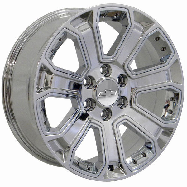 20" Fits GMC Yukon Sierra Denali | Chevy Silverado Tahoe Suburban | Cadillac Escalade Rim - Silverado Style Replica Wheel - Chrome 20x8.5 - Nova Rotam
