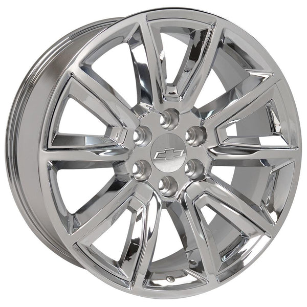 20" Replica Wheel Fits GMC Yukon Sierra Denali | Chevy Silverado Tahoe Suburban | Cadillac Escalade Rim - CV73 Chrome Insert Chrome 20x8.5 - Nova Rotam