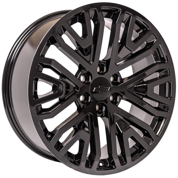 22" Replica Wheel Fits GMC Yukon Sierra Denali | Chevy Silverado Tahoe Suburban | Cadillac Escalade Rim | 1500 - CV37 Black 22x9 - Nova Rotam