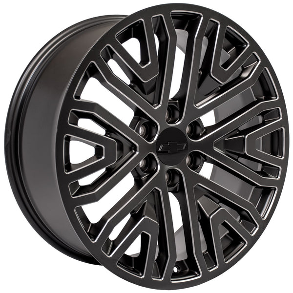 22" Black Wheels Rims 84040799 Tires Fits Chevy Silverado Tahoe Suburban | GMC Sierra Yukon Denali | Cadillac Escalade | 285-45-22 Goodyear Eagle Sport Tires - Nova Rotam