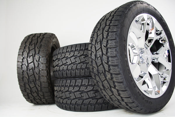Set of 4 | 22" Chrome CK156 Wheels Rims Tires | Fits Chevy Silverado Tahoe Suburban | Fits GMC Sierra Yukon Denali | Cadillac Escalade | Toyo Tires - Nova Rotam