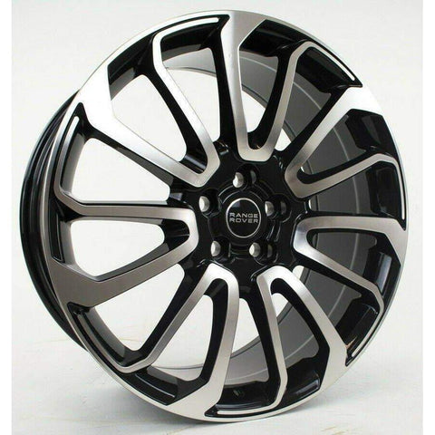 22" Machined Black Wheels Rims | Fits Range Rover Sport HSE Base Dynamic Supercharged | 7 split-spoke Style 7007 LR039141 | Diamond Turned finish - Nova Rotam